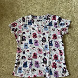 PEDIATRIC SCRUB TOP - Multicolor Bear Print